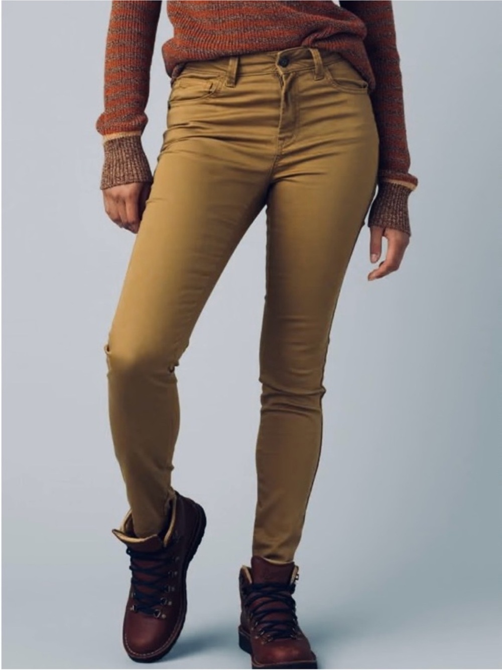Prana prAna Oday Skinny Camel Gold Brown Jean Women's 4/27 x 28 Stretch 5 Pocket